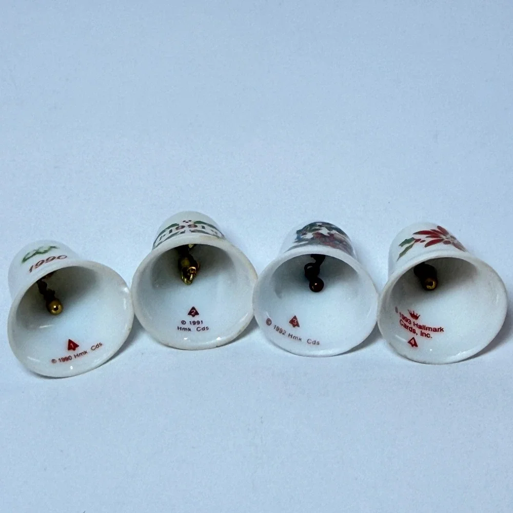 Hallmark Keepsake Miniature Thimble Bells 1990-1993 Series Set of 4 Boxed *